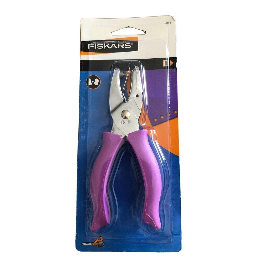 Fiskars Circle Hand Paper Punch 1/8" Purple Handle Scrapbooking Card Making